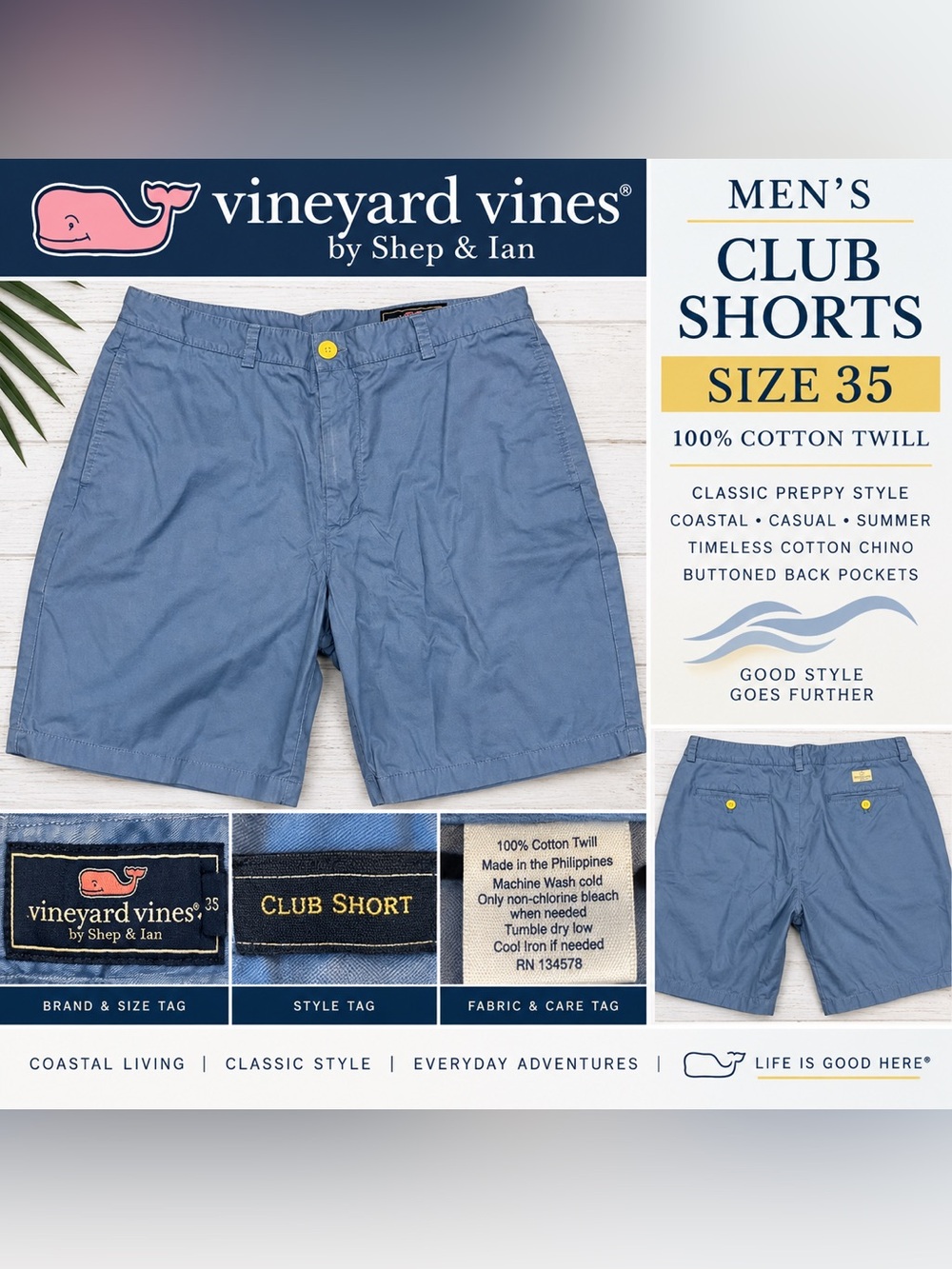 Vineyard Vines by Shep & Ian Men’s Club Shorts
Size 35 • Blue
